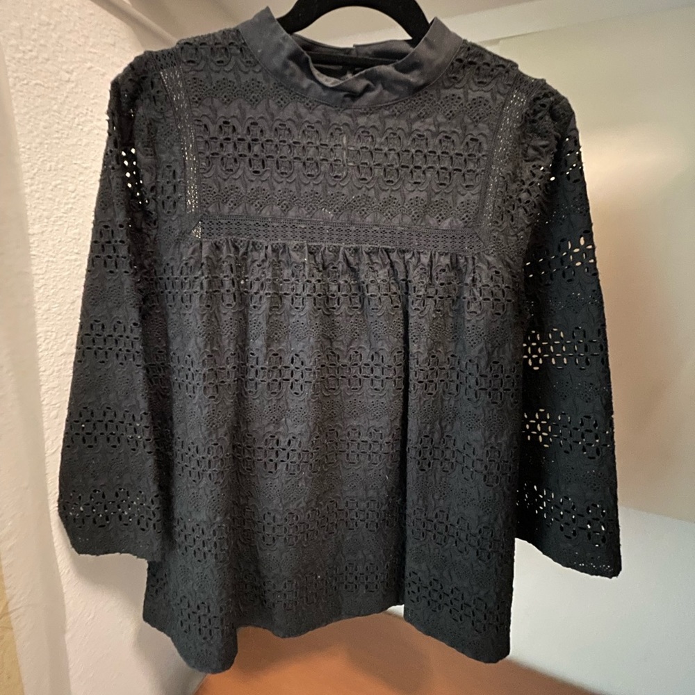 Vineyard Vines Babydoll Black Lace Top